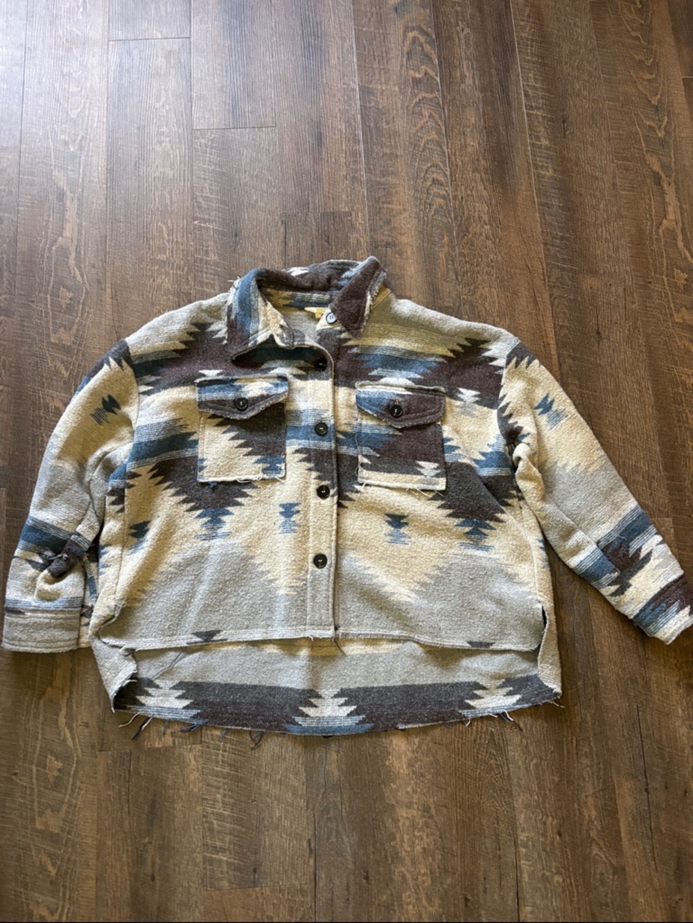 LA MIEL Cream and Brown Aztec Patterned Jacket